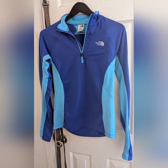 The North Face Tops - The North Face Navy and Sky Blue Half-Zip Pullover
